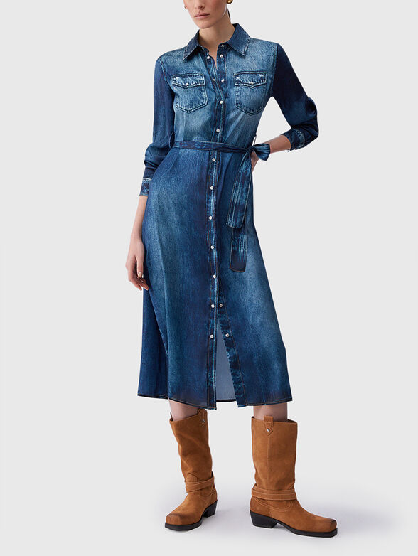 Long dress with denim effect - 1