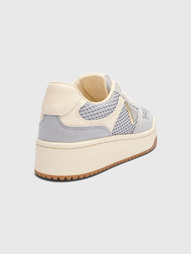 Light blue mesh and fabric sneakers - 3