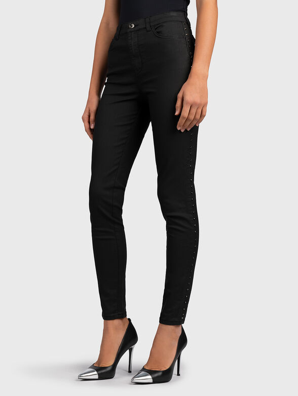 Black jeans with eyelets - 1