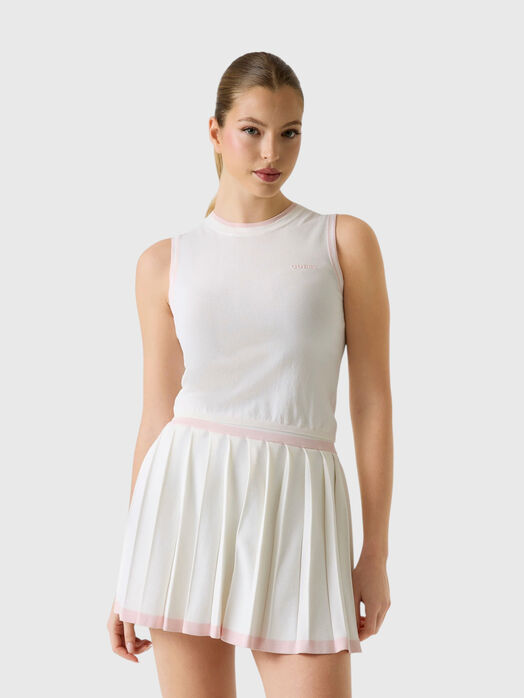 Knit top with embroidered logo