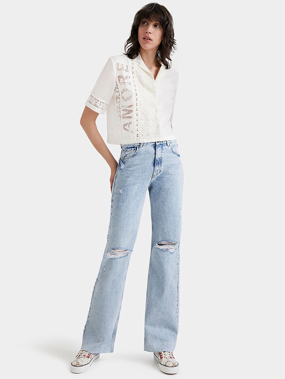 Distressed wide leg jeans - 3