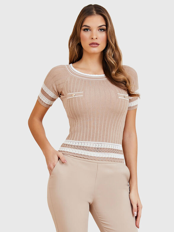 OLIVIA beige sweater with short sleeves - 1