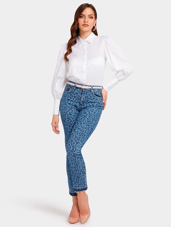 High-waisted jeans with animal print - 4