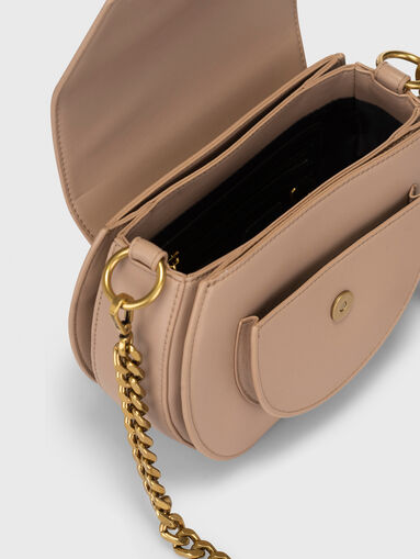 Beige eco leather bag with metal detail - 5