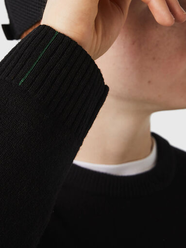 Black wool sweater with logo detail - 4