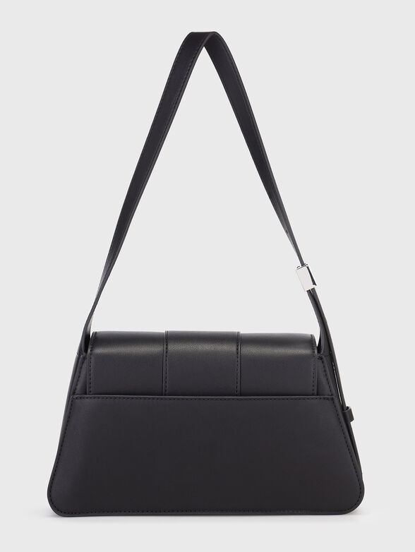 Faux leather shoulder bag with accent logo - 2