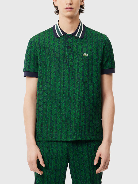 Polo shirt with accent collar in green - 1