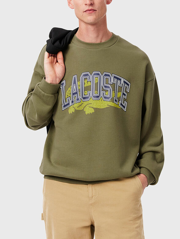 Green sweatshirt with contrasting logo print - 1