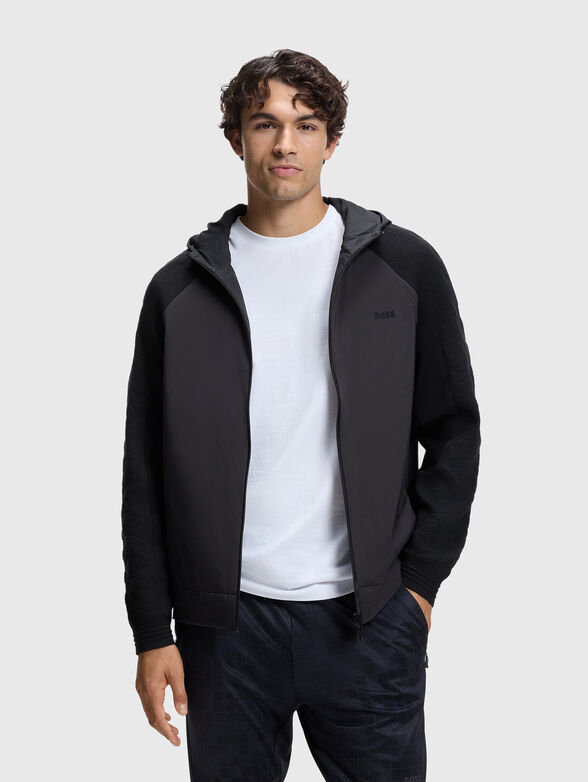 Wool blend swetshirt with hood and zip - 1