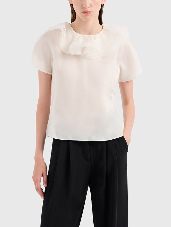 Blouse with accent neckline - 1