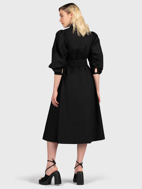 Black dress with buff sleeves and belt - 2