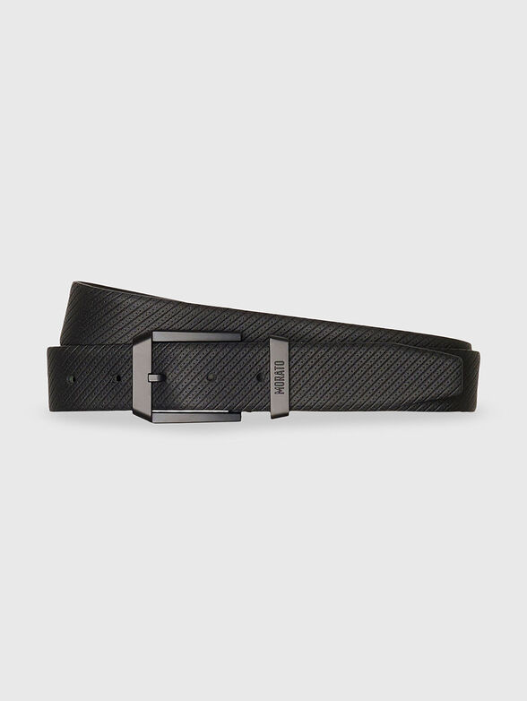 Leather belt with logo buckle - 1