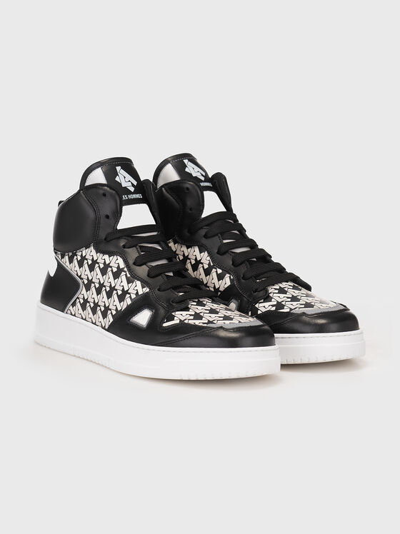 Logo-motif leather sneakers - 2