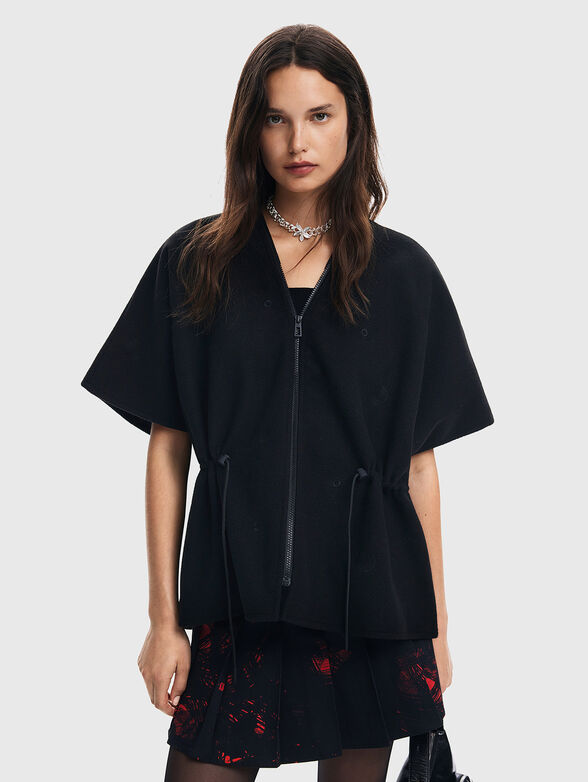 Black poncho with zip - 1