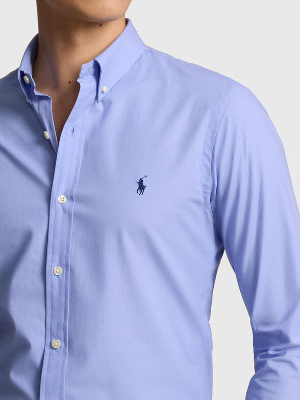 Blue cotton blend shirt - 4