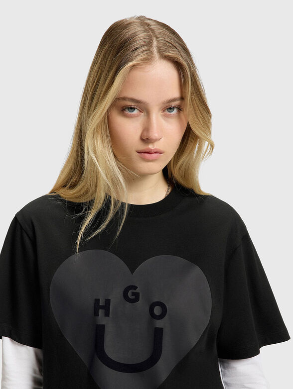 Black T-shirt with logo print - 4