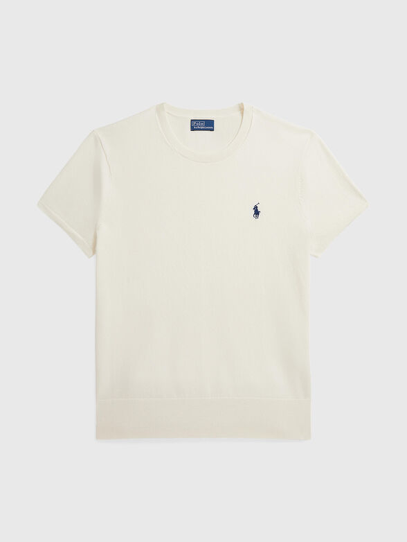 Short-sleeved sweater with embroidered logo - 1