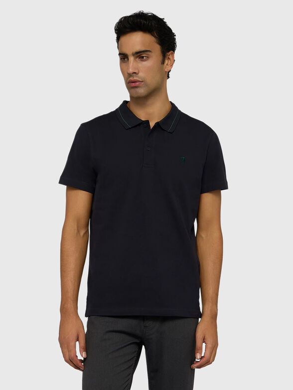 Cotton polo shirt with accent collar - 1