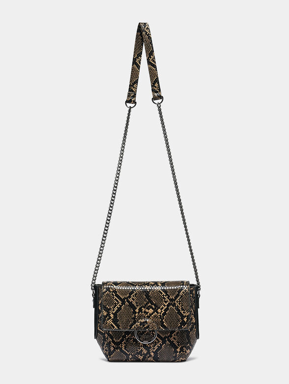 MARA Brown crossbody bag with python print - 3