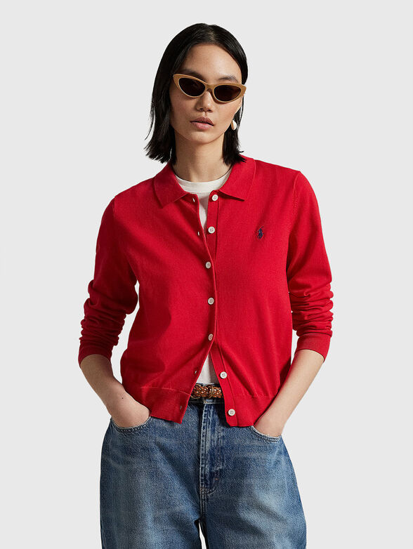 Cotton cardigan with logo embroidery - 1