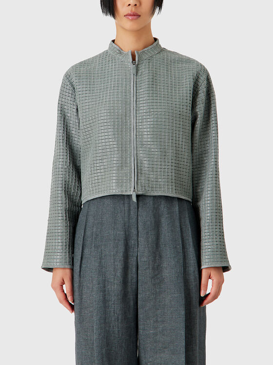 Кожено яке в зелен цвят - 1