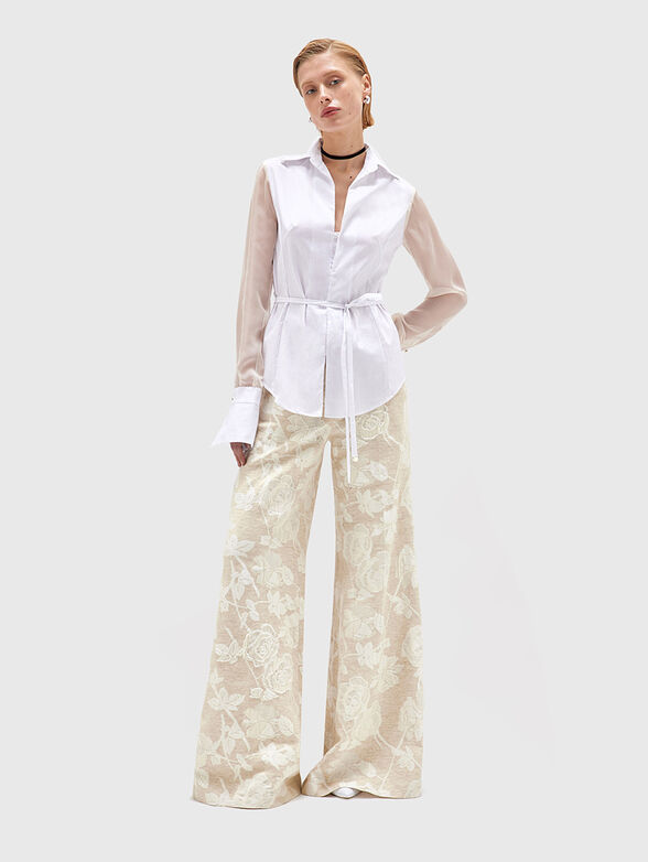 Trousers with high waist and wide legs - 4