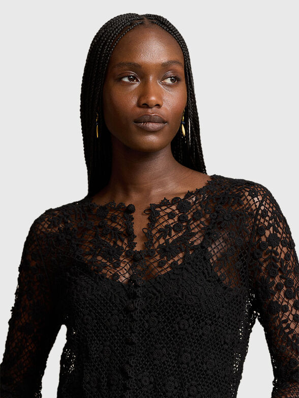 Lace blouse in black - 4