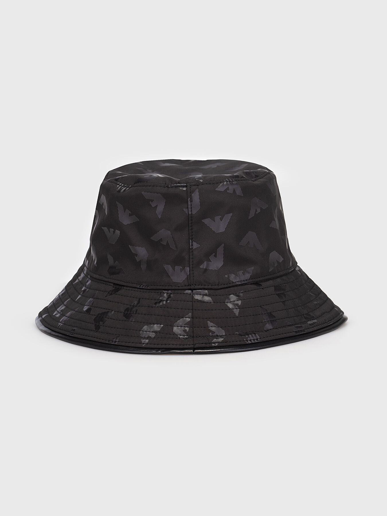 Double-faced bucket hat with logo accents brand EMPORIO