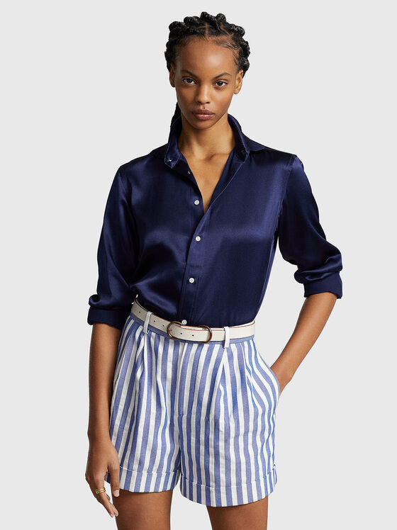 Dark blue silk shirt - 1