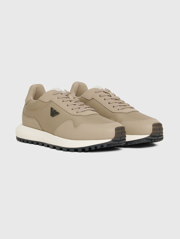 Beige sneakers with logo detail - 3
