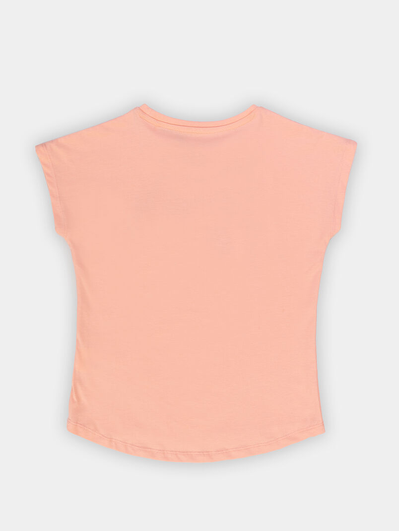 LELI pink T-shirt with applied rhinestones - 3