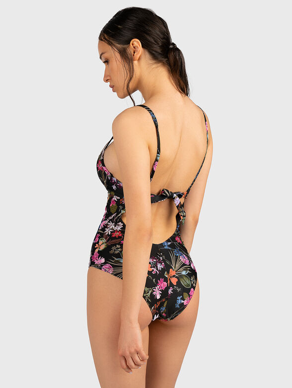 One-piece swimsuit in yellow color with floral print - 2
