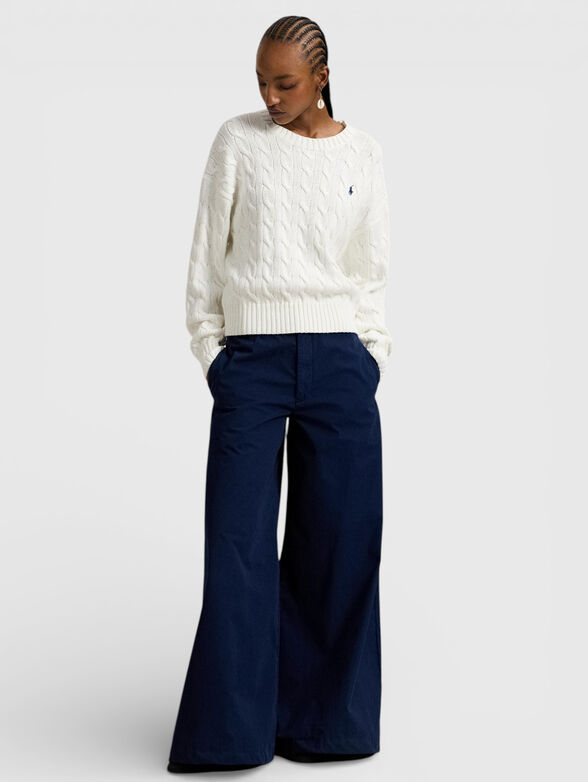 Cable knit cotton crew neck jumper - 2