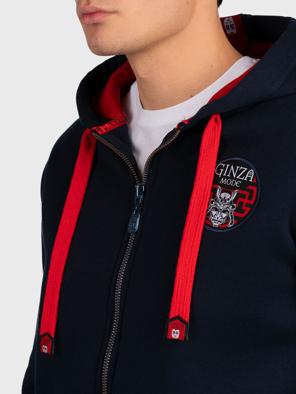 Blue hoodie with logo print - 4