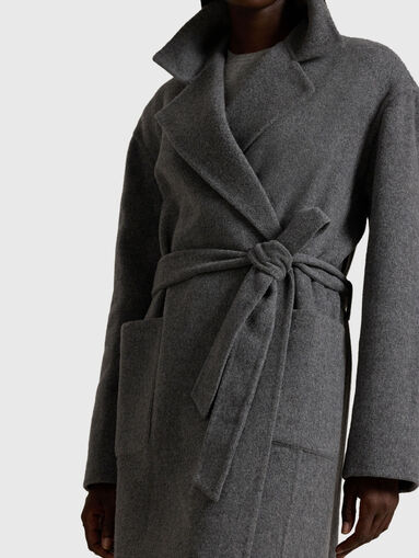 Wool coat with wrap and belt - 5