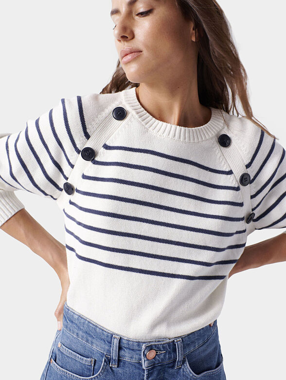 Striped sweater with accent buttons - 1