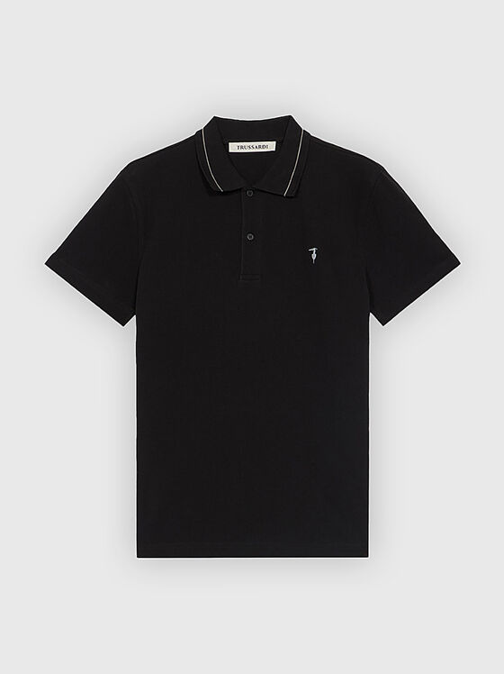 Cotton polo shirt with accent collar - 1