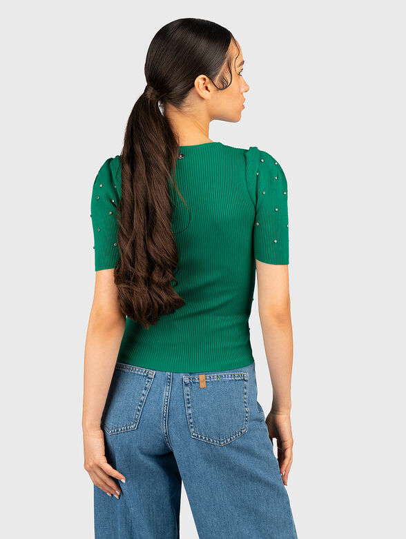 Crystal-embellished blouse with puff sleeve - 3