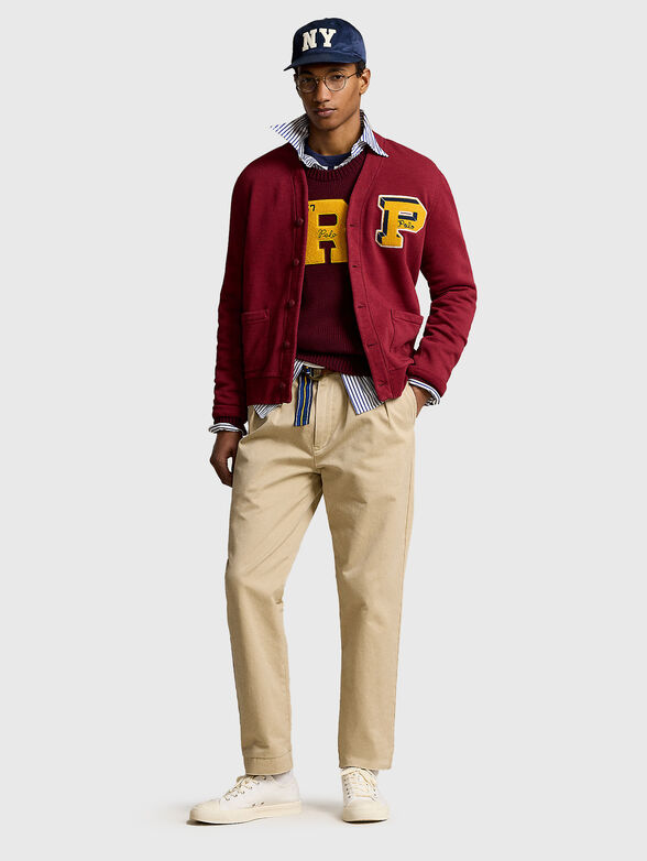 Red cardigan with logo accent - 2