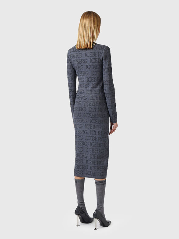 Wool blend midi dress with monogram logo - 2