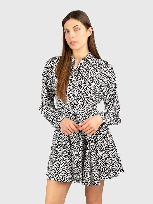 Pleated dress with animal print