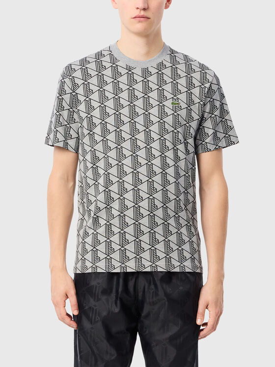 Light blue T-shirt with monogram print - 1