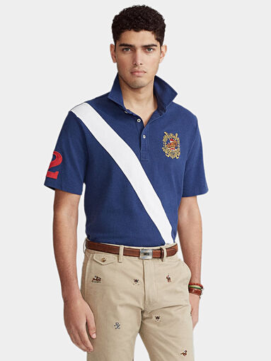 Blue polo-shirt with logo embroidery - 4