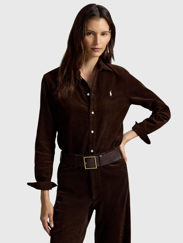 Corduroy embroidered-logo shirt - 1