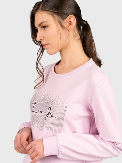 Sweatshirt with appliqued rhinestones - 4