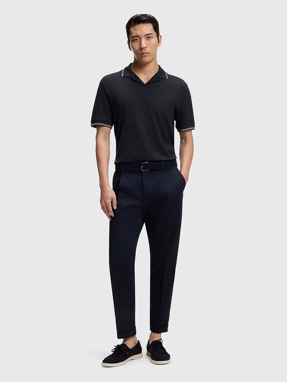 Light blue polo shirt with mixed texture - 2