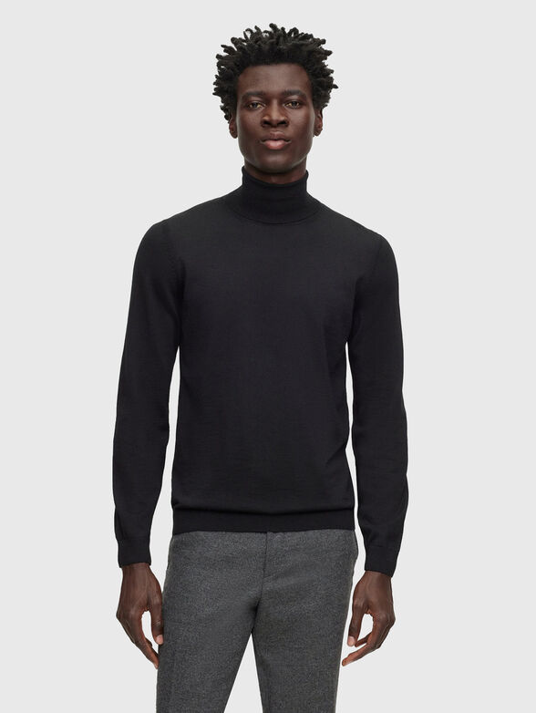 MUSSO-P polo neck slim sweater in gray color - 1