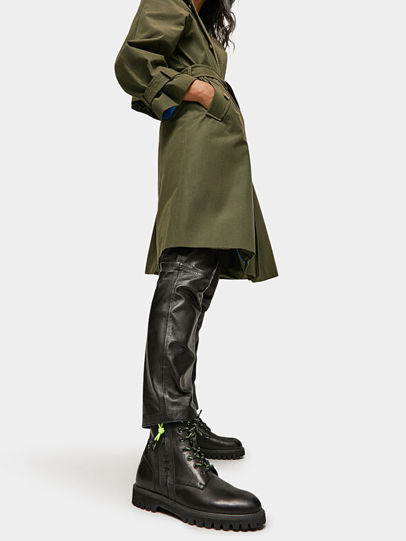 Black leather ankle boots with logo detail - 4