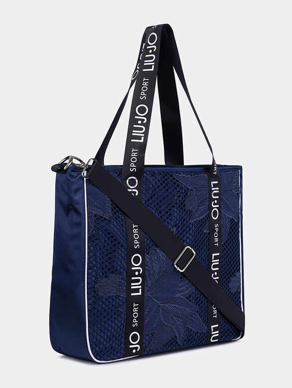 Blue shoulder bag with embroidered details - 2