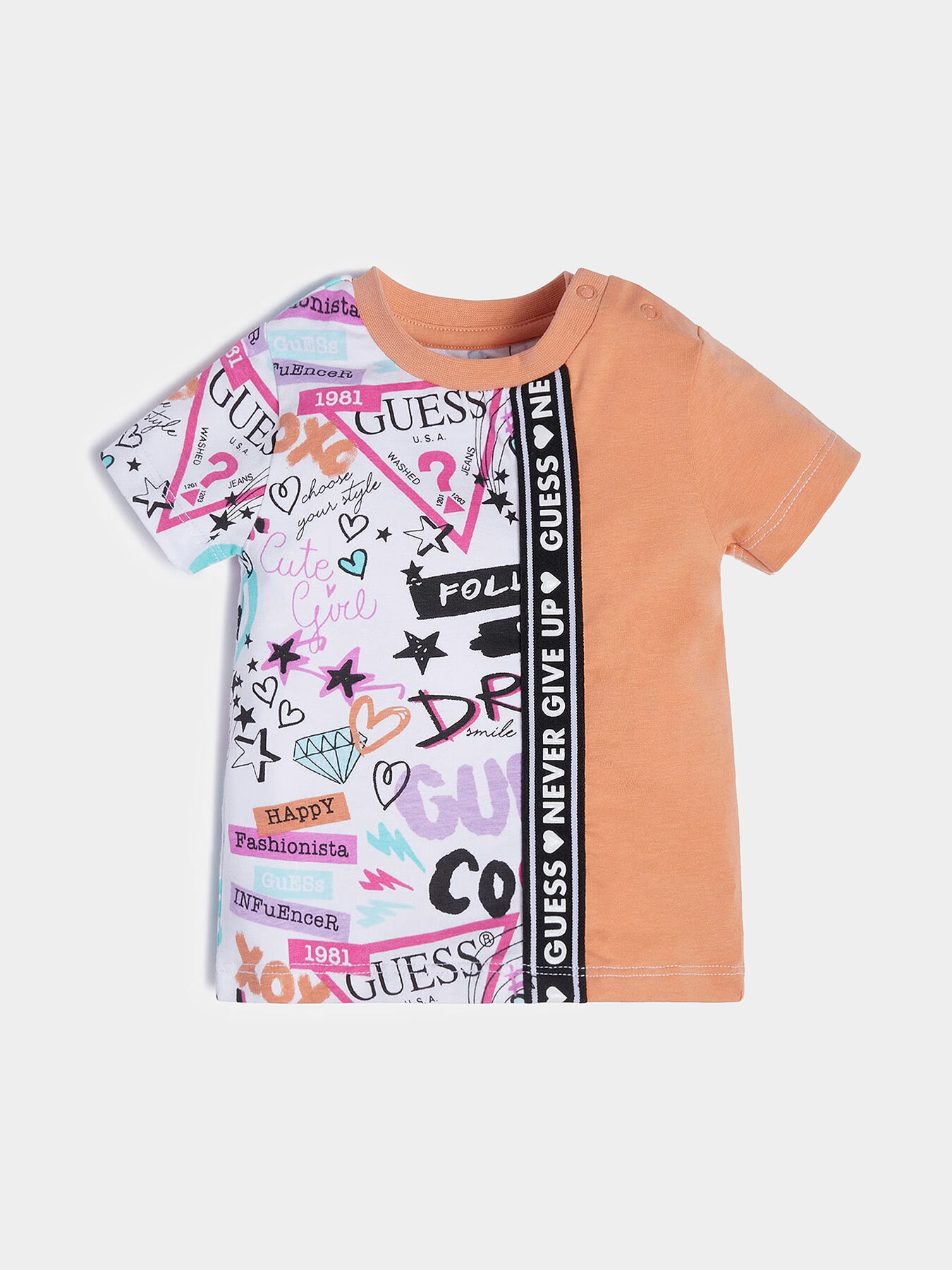 T shirt with multicolor print brand GUESS Globalbrandsstore en